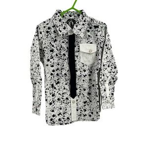 Mini Shatsu Black Tie Paint Splatter Button Down Shirt‎ Size 2T New